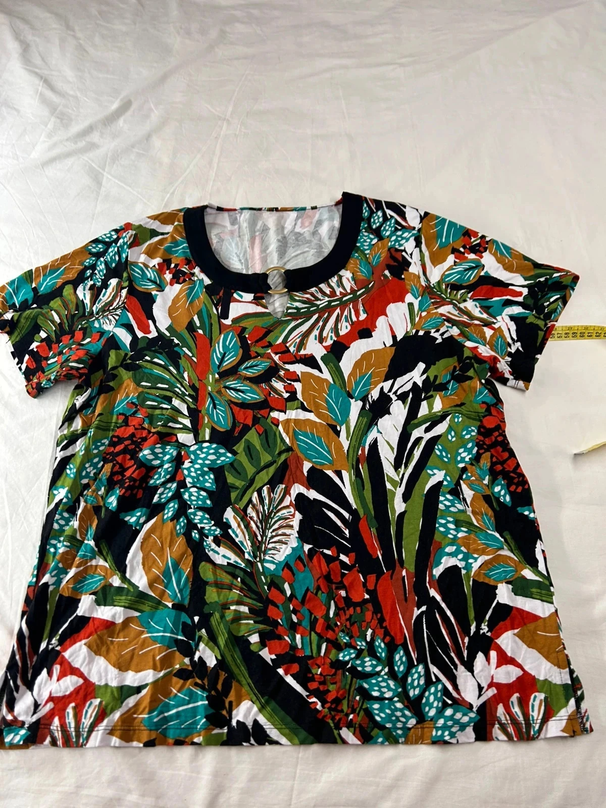 Blusa vintage multicolor de manga corta – photo 2